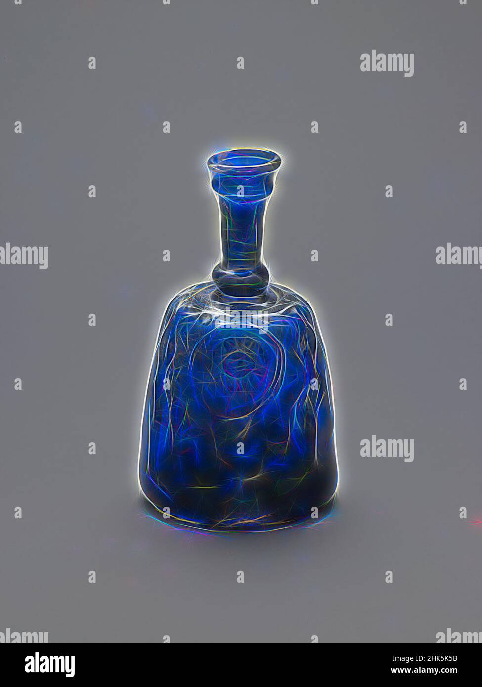 Inspired by Bottle, Persian, c.800–1000, Glass, Made in Iran, Asia, Containers, glassware, 7 5/16 x 4 in. (18.5 x 10.2 cm, Reimagined by Artotop. Classic art reinvented with a modern twist. Design of warm cheerful glowing of brightness and light ray radiance. Photography inspired by surrealism and futurism, embracing dynamic energy of modern technology, movement, speed and revolutionize culture Stock Photo