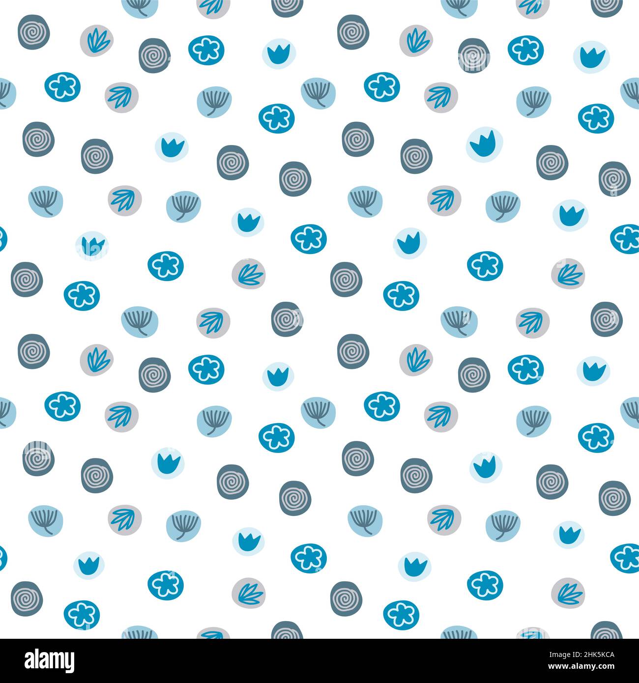 Circles seamless pattern on white background. Hand drawn doodle style vector. Stock Vector