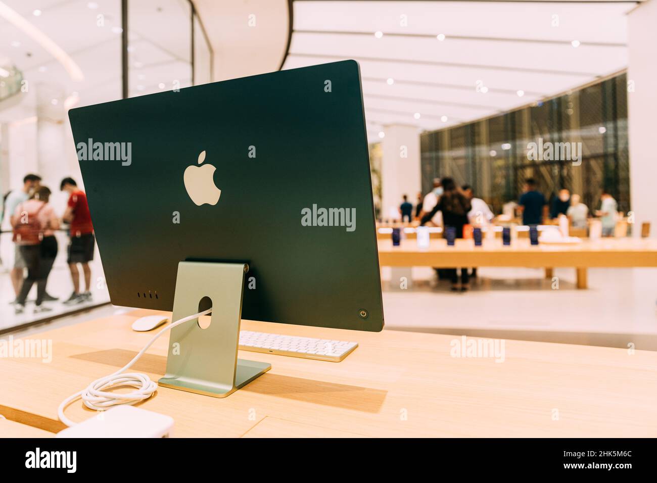 Dubai, UAE May 22, 2021 interior Apple Store in Dubai Mall. Apple