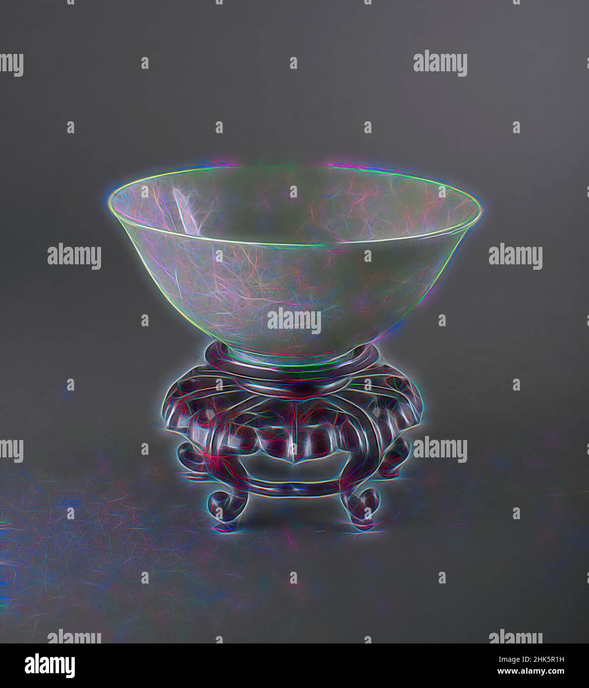 Inspired by Bowl, Chinese, Qing dynasty, 1644–1911, Qianlong period, 1736–1795, mid- to late 18th century, Flourite, Made in China, Asia, Containers, stone & mineral, height with stand: 4 in. (10.2 cm, Reimagined by Artotop. Classic art reinvented with a modern twist. Design of warm cheerful glowing of brightness and light ray radiance. Photography inspired by surrealism and futurism, embracing dynamic energy of modern technology, movement, speed and revolutionize culture Stock Photo