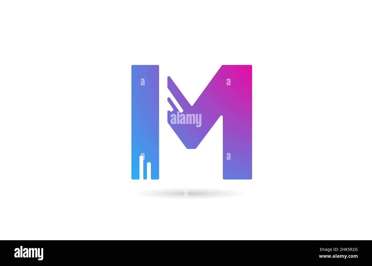 M alphabet letter logo for business and company. Pink blue colour ...