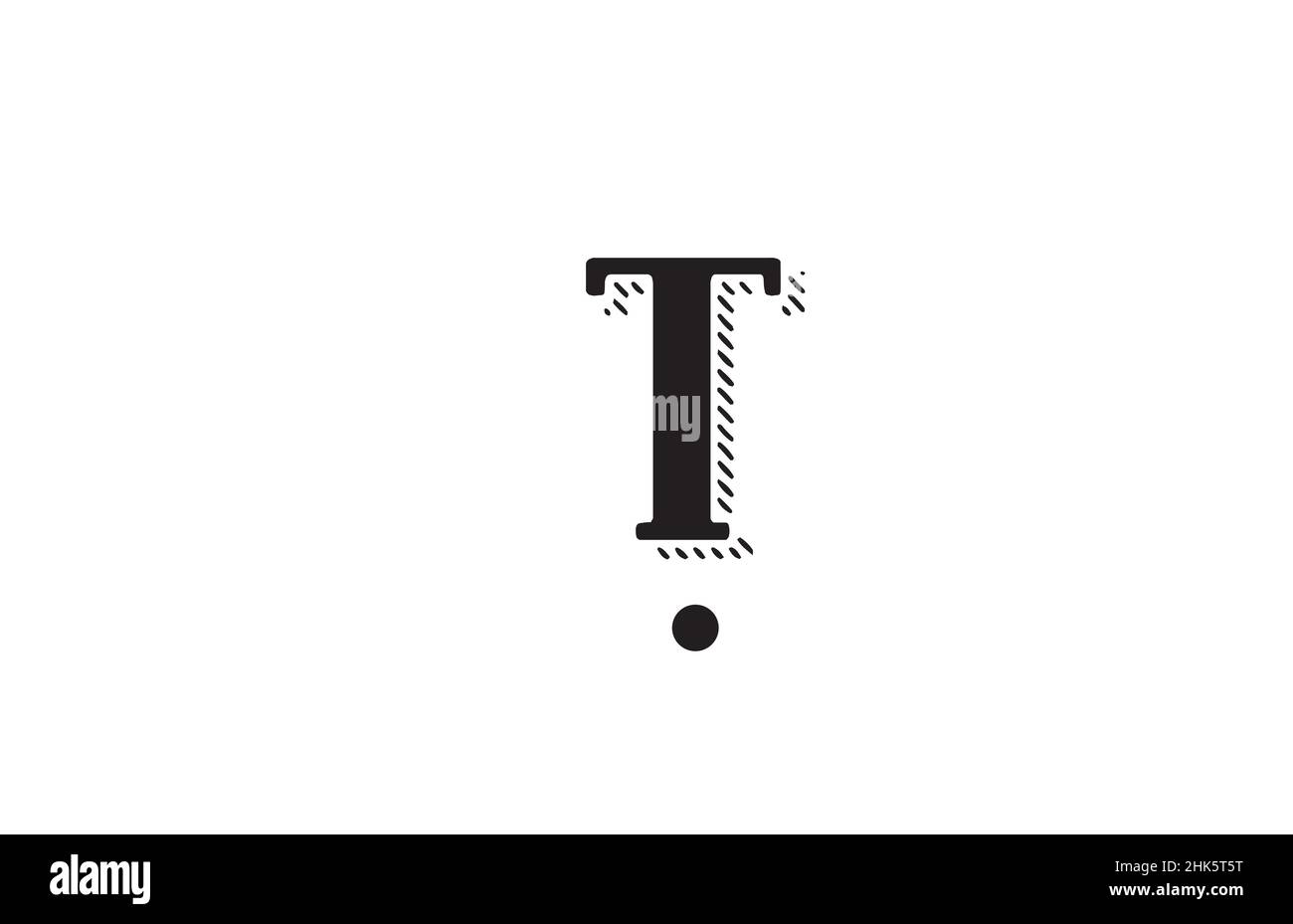black and white T alphabet letter logo icon design. Creative template ...