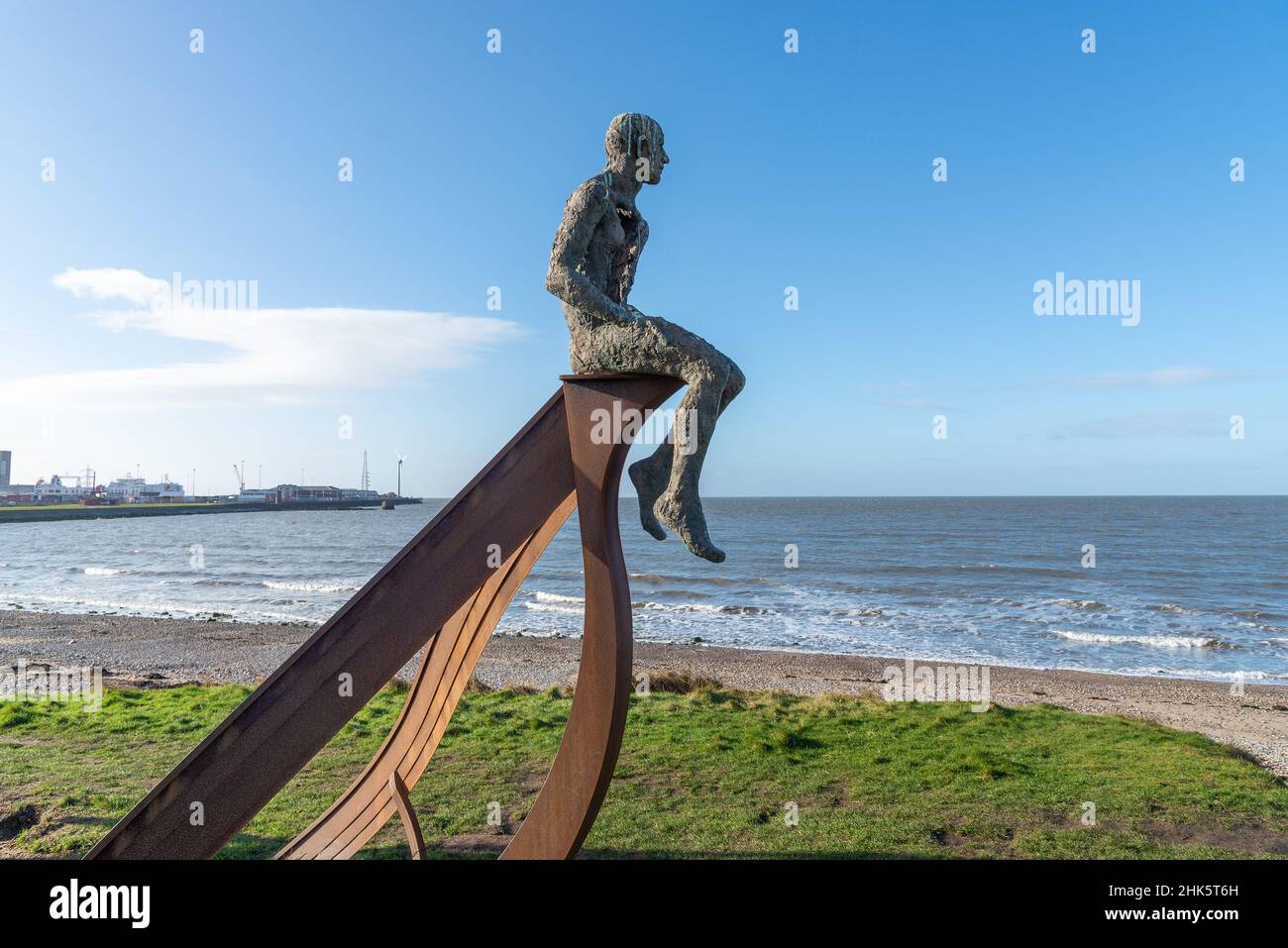 Ship. A sculpture by Anna Gillespie, Half Moon Bay, Heysham, Lancashire, UK Stock Photo