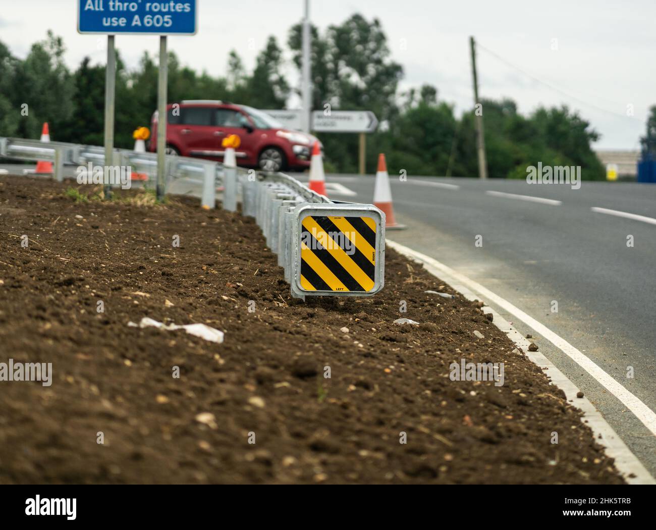 Crash Cushion Barrier at TJunction Stock Photo Alamy