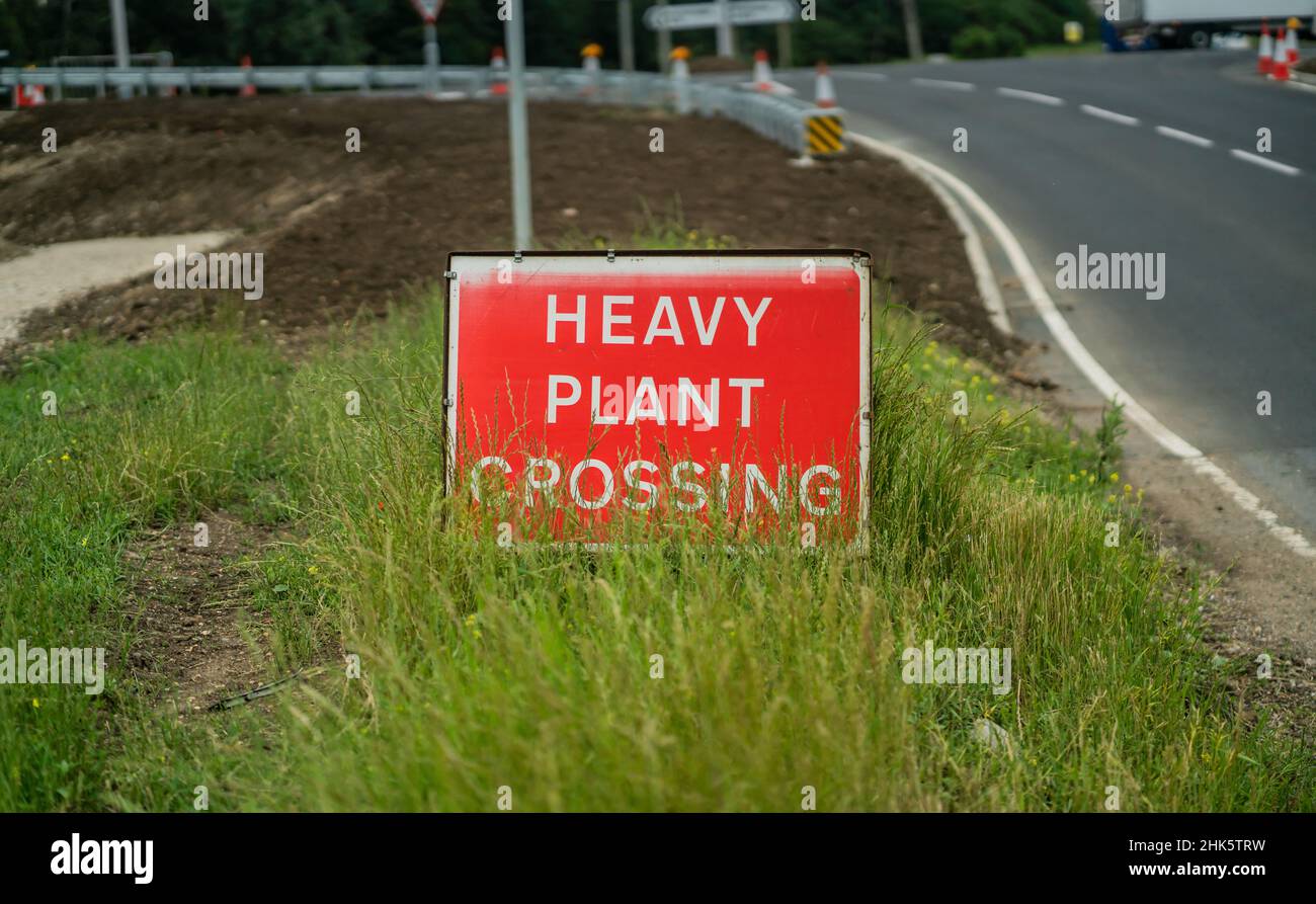 Heavy Plant Crossing Traffic Sign Stock Photo