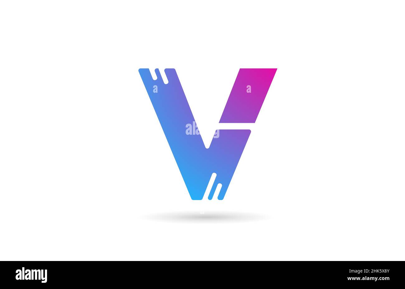 V alphabet letter logo for business and company. Pink blue colour ...