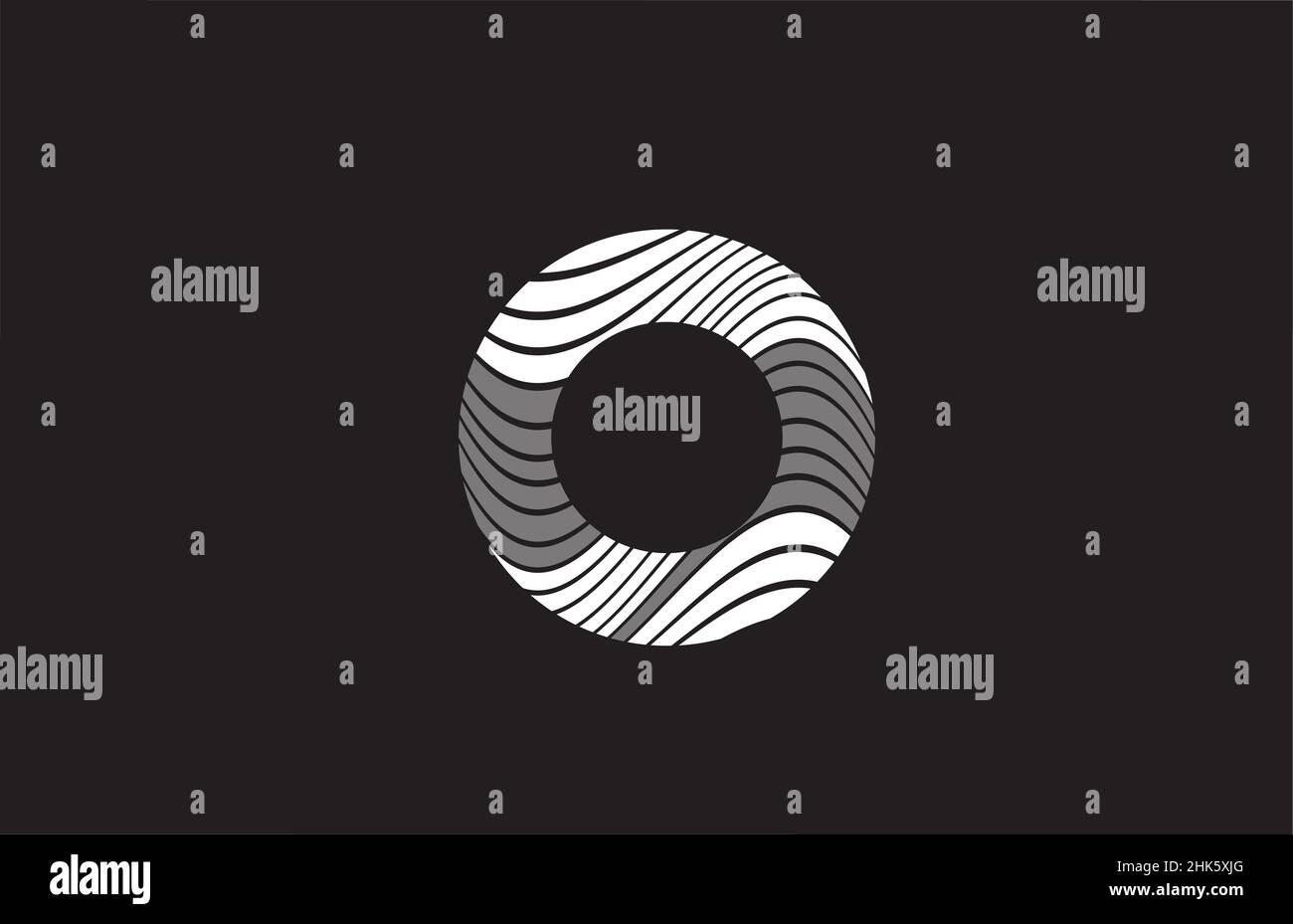 black and white lines O alphabet letter logo icon design. Creative ...