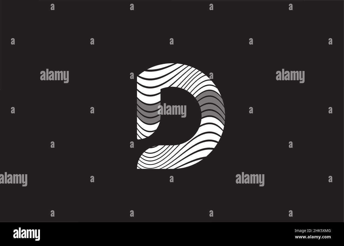 black and white lines D alphabet letter logo icon design. Creative ...