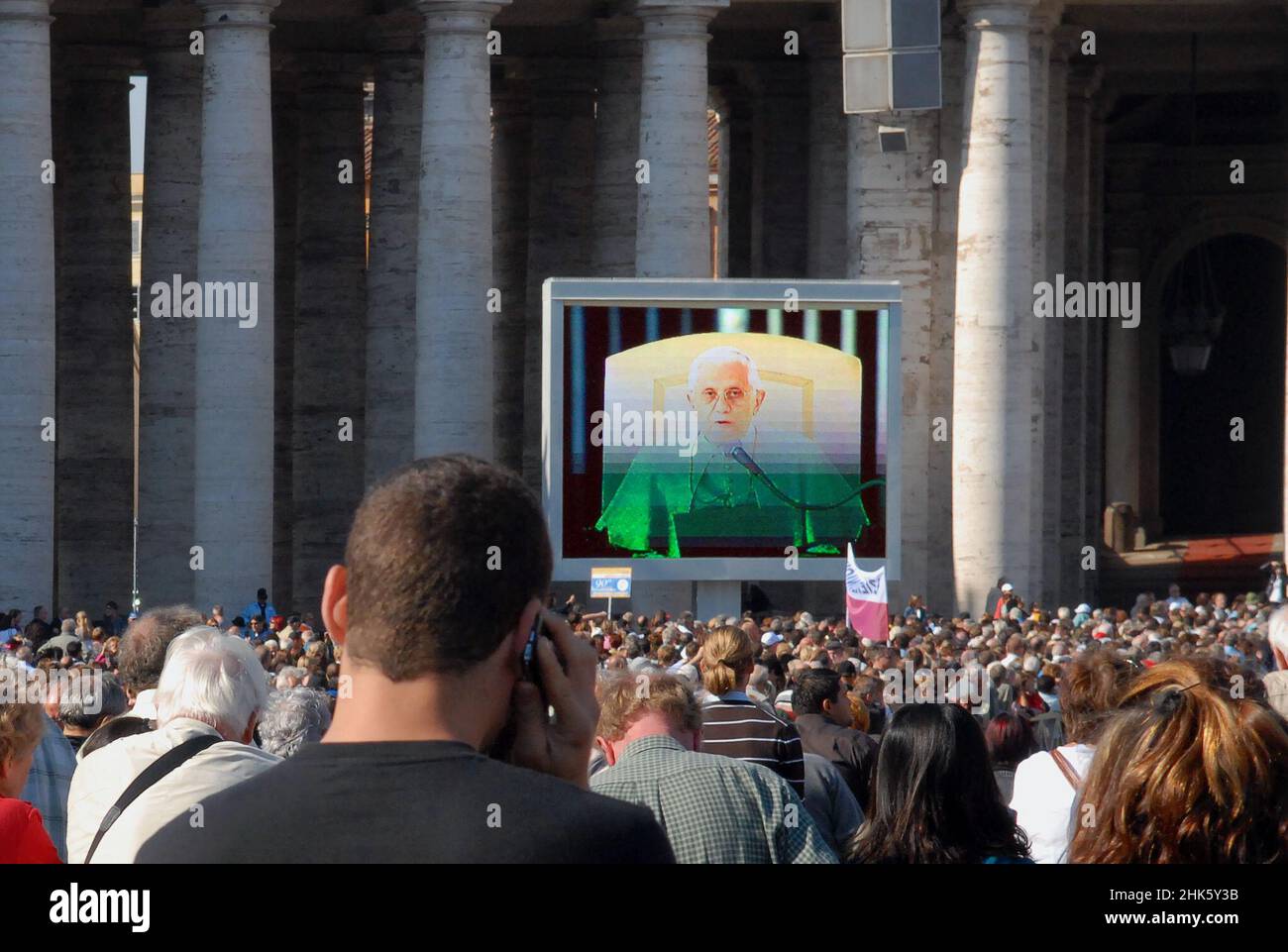 Vatican State in Rome, Italy 17/10/2007: Benedetto XVI Pope in St.Peter square on Wednesday Pray. ©Andrea Sabbadini Stock Photo