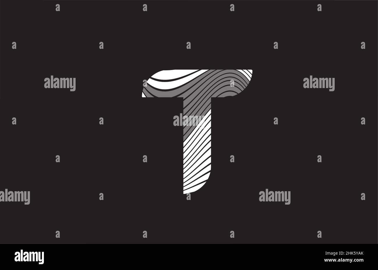 black and white lines T alphabet letter logo icon design. Creative ...