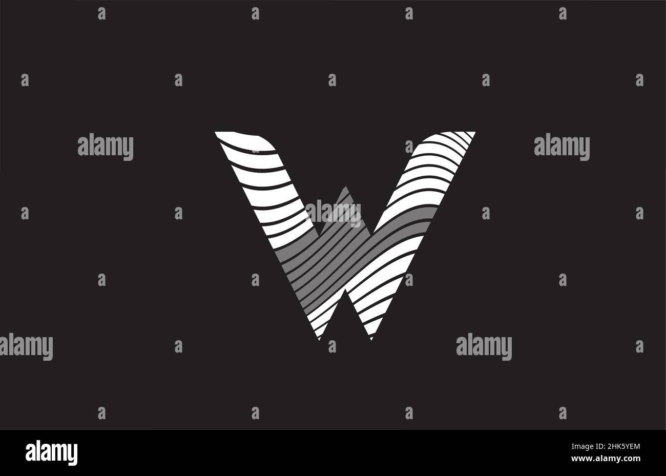 black and white lines W alphabet letter logo icon design. Creative ...