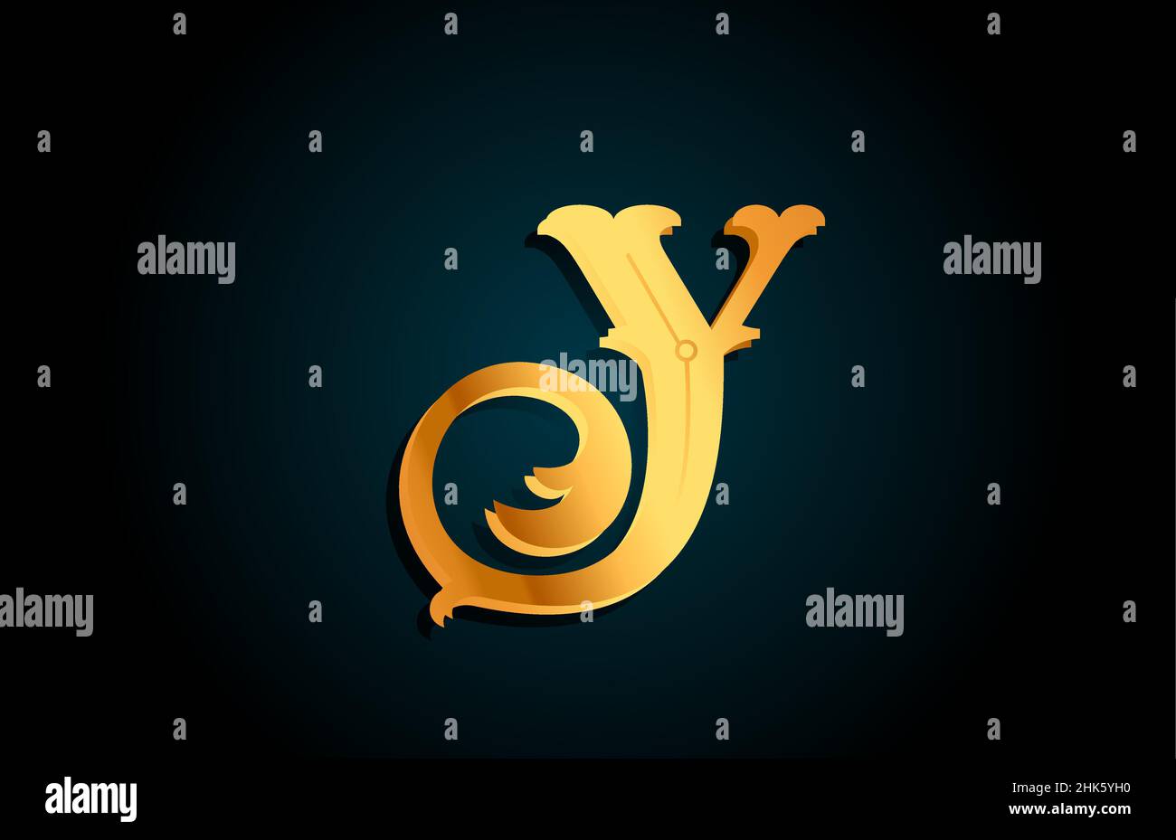 Golden Y alphabet letter logo icon design. Creative template for ...