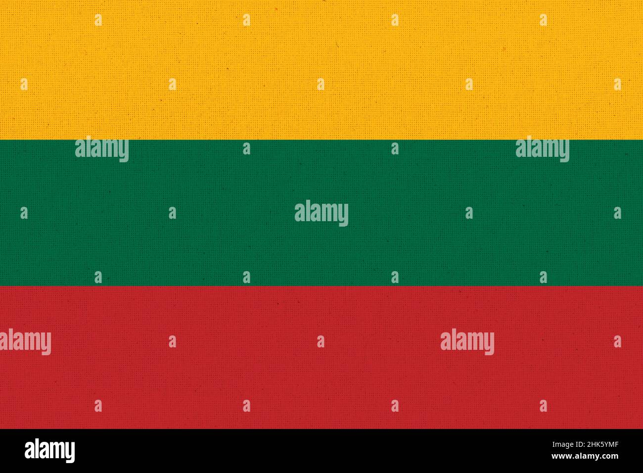 Flag of Lithuania. Lithuanian state symbol. flag on fabric surface. Fabric Texture. Lithuanian state symbolstate symbol. Republic of Lithuania Stock Photo