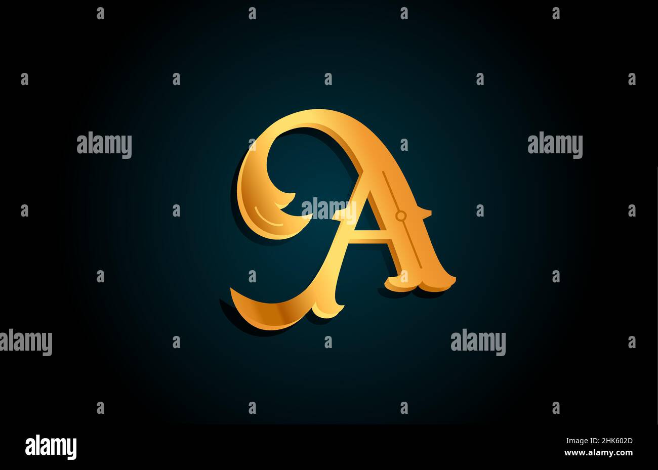 Golden A alphabet letter logo icon design. Creative template for ...