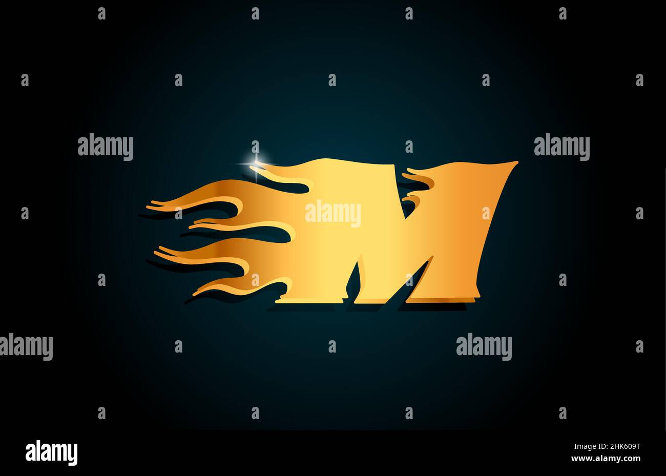 gold M alphabet letter logo icon design. Creative template for business ...