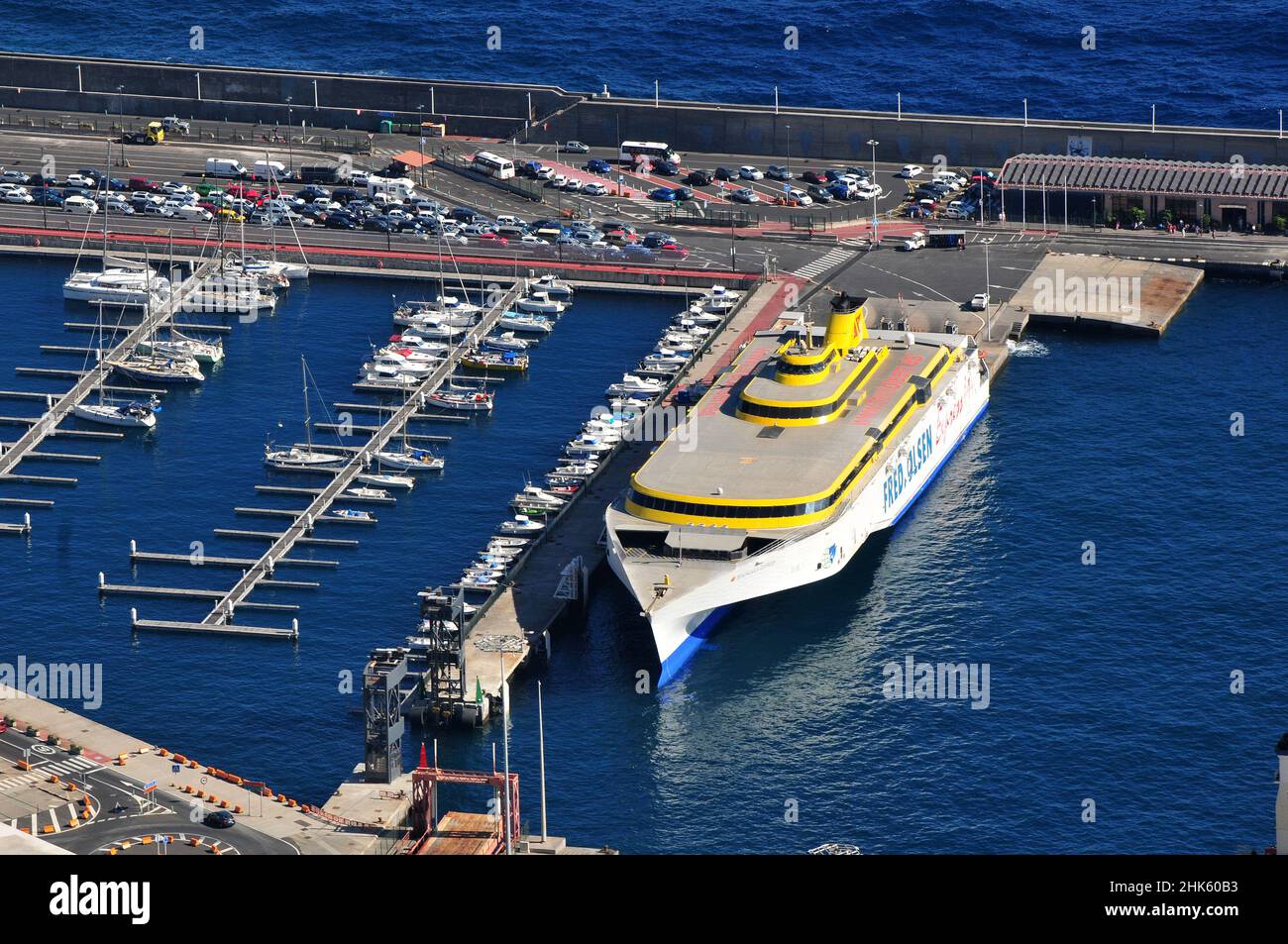 Fred Olsen Express ferry in the port of Santa Cruz de la Palma, Canary Islands Stock Photo