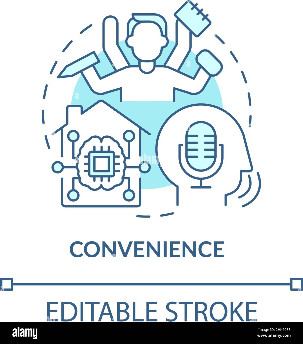 Convenience turquoise concept icon Stock Vector