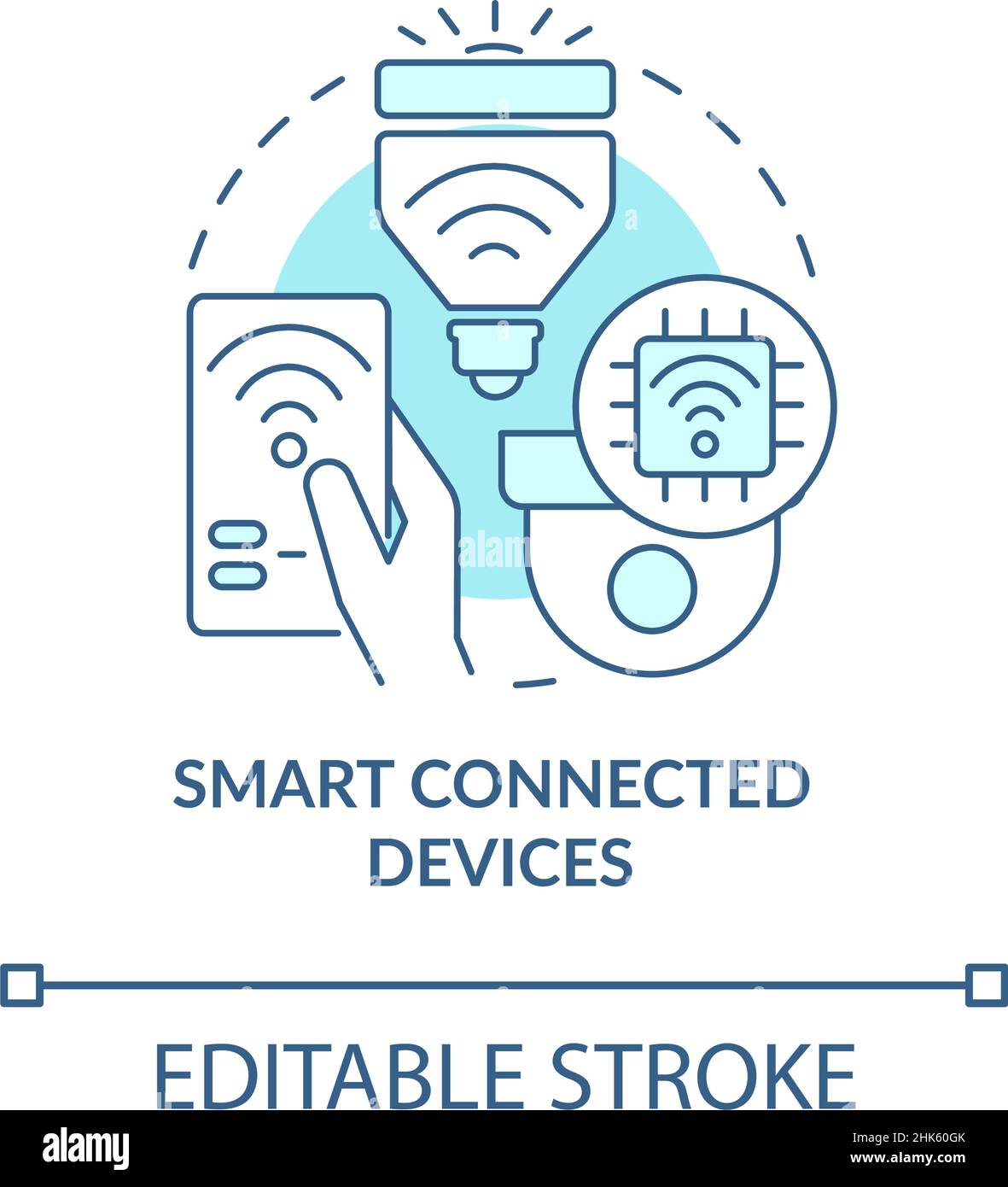 Smart connected devices turquoise concept icon Stock Vector