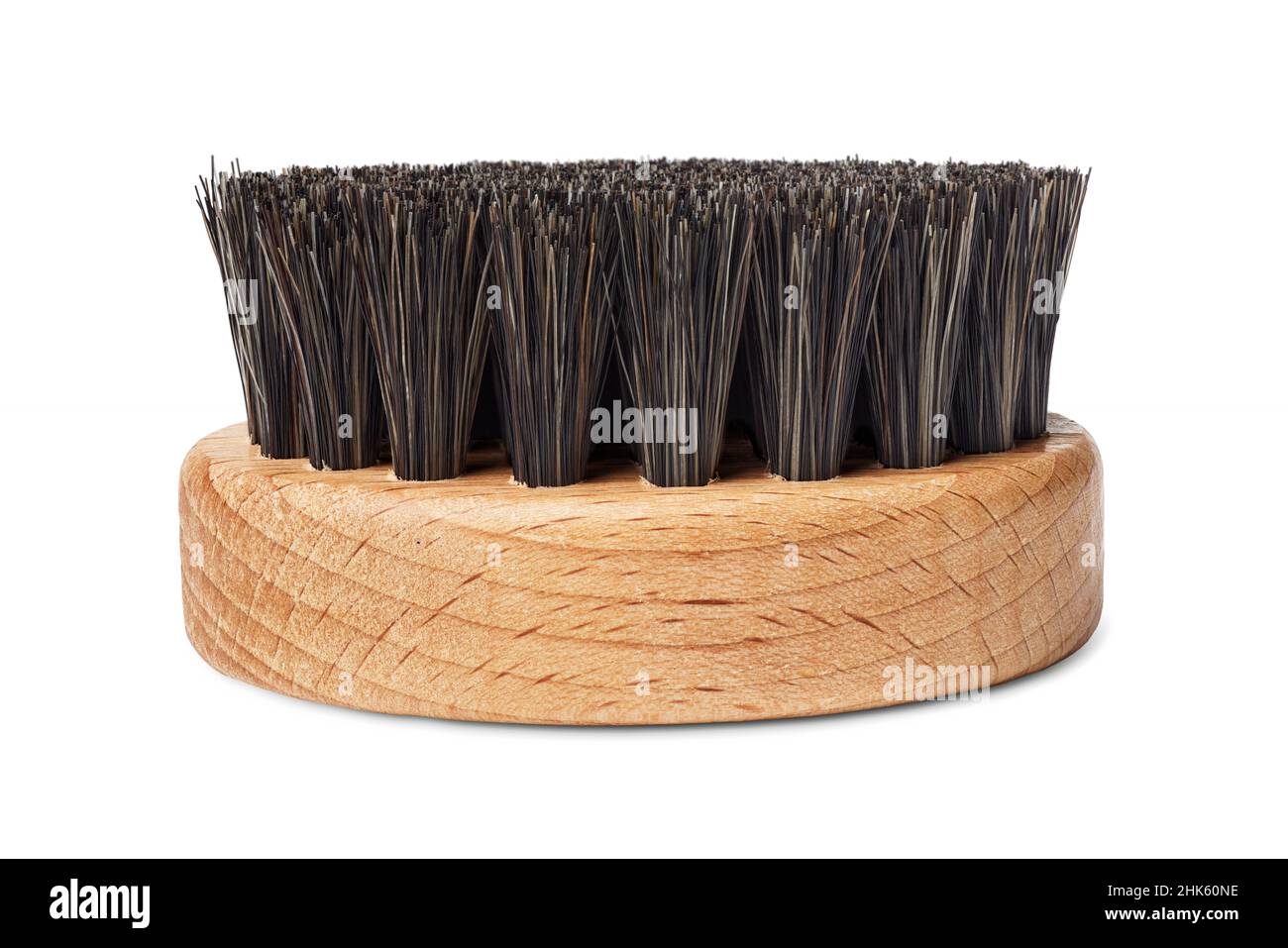 Isolated objects: clothes brush with wooden handle, cleaning or care tool, on white background Stock Photo