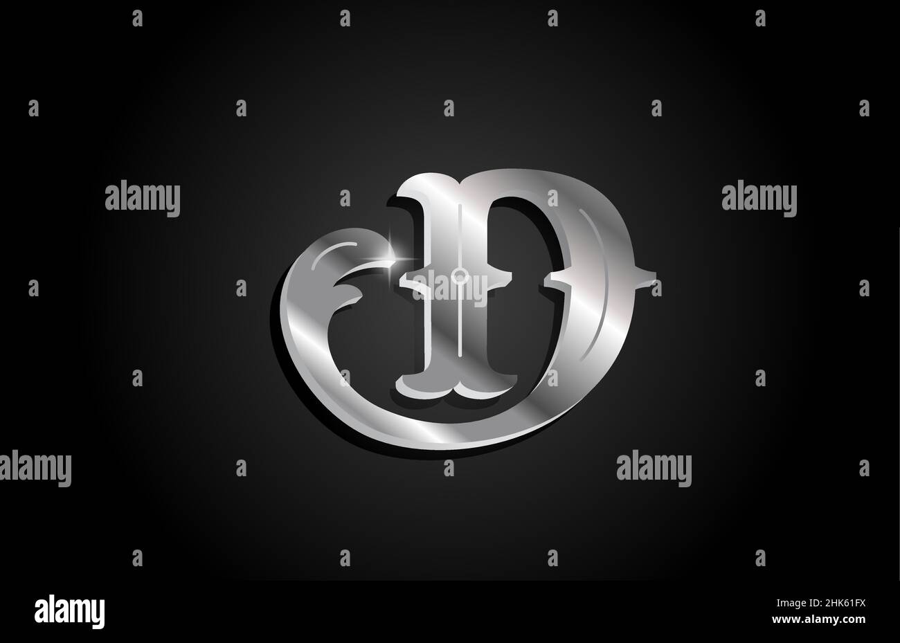 Silver metal D alphabet letter logo icon design. Creative template for ...
