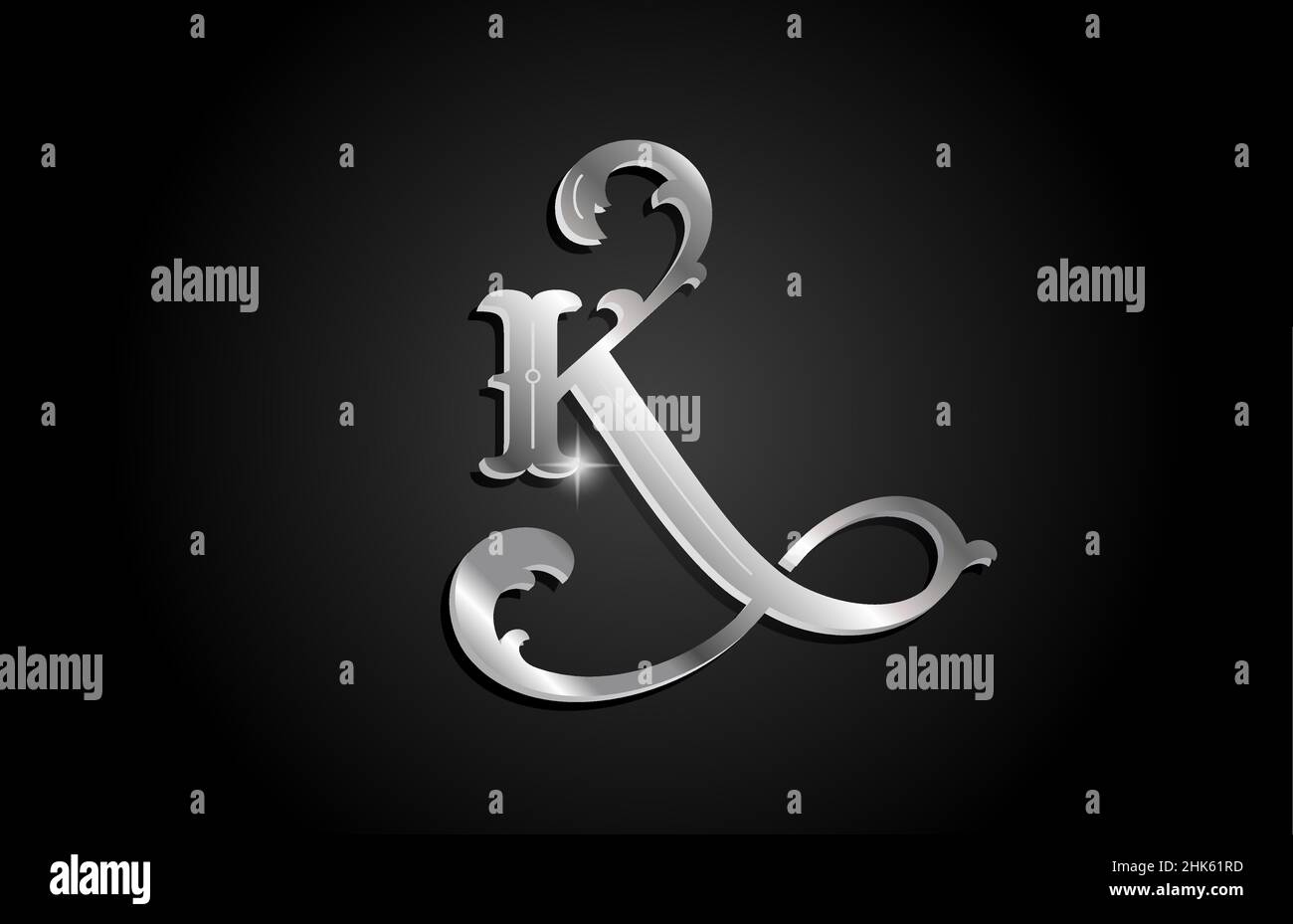 Silver metal K alphabet letter logo icon design. Creative template for ...
