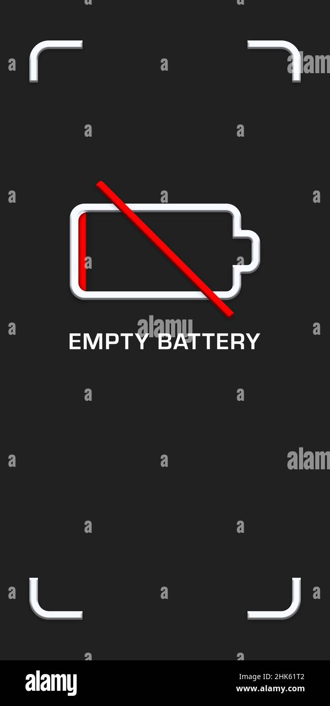 Empty Battery Screen Graphic in portrait format Stock Photo