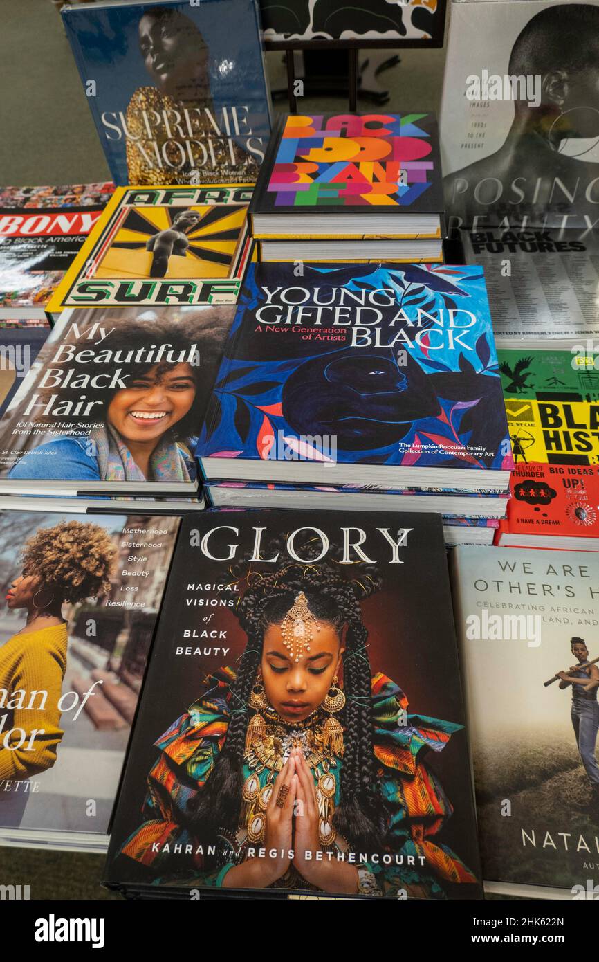 Barnes & Noble Booksellers Book Display for Black History Month, 2022, , NYC, USA Stock Photo