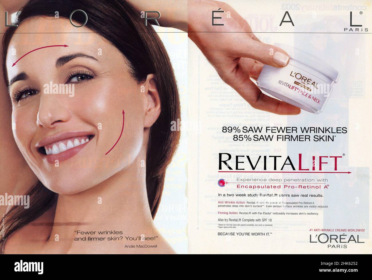 Vintage advert from the February 2003 issue of 'Ladies' Home Journal' magazine, USA Stock Photo