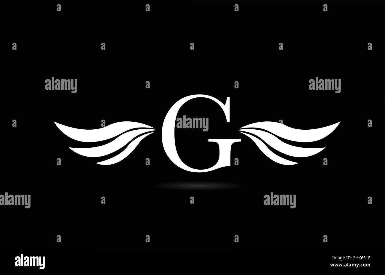 Black and white alphabet G letter logo icon with wings design. Creative ...