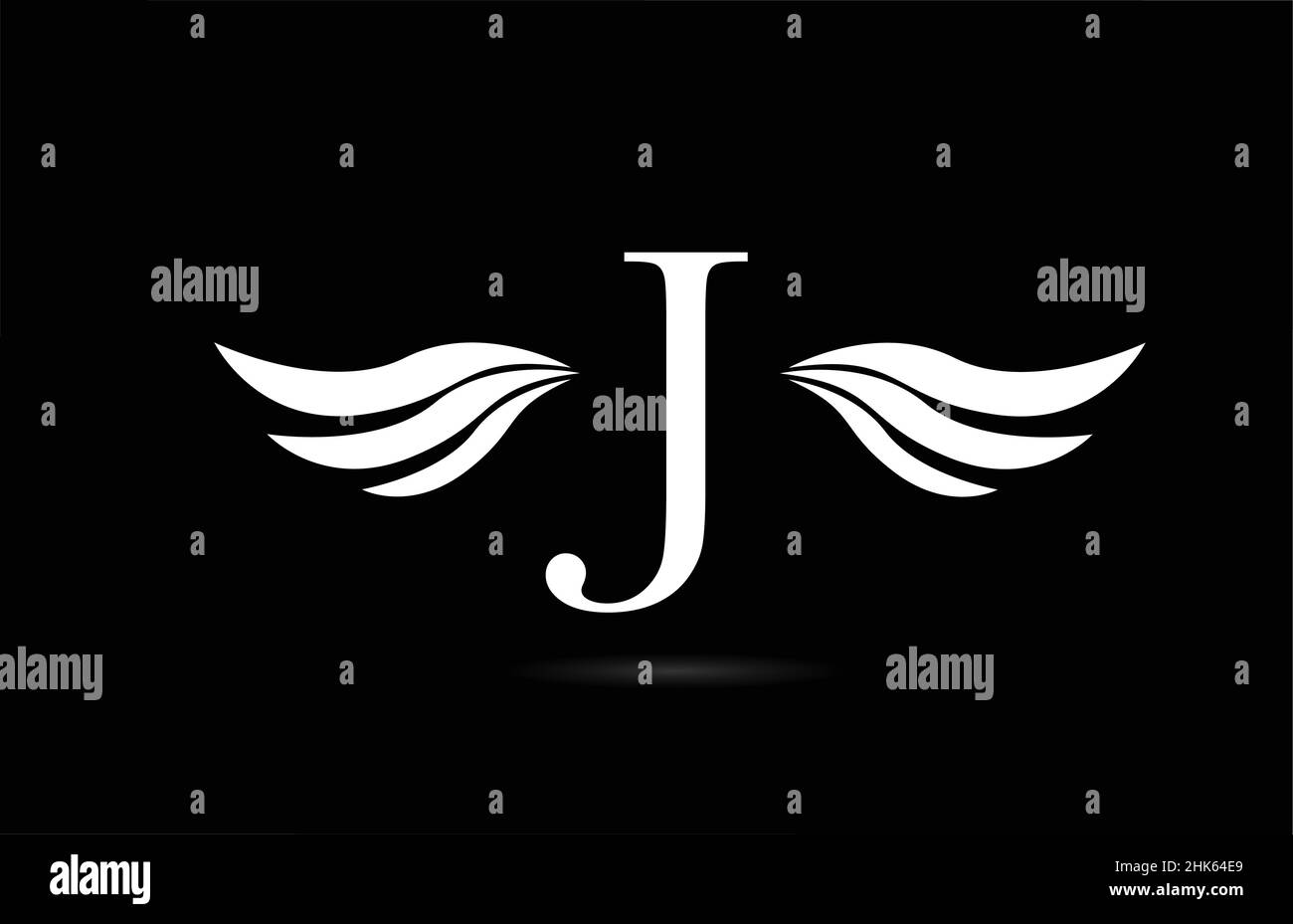 Black and white alphabet J letter logo icon with wings design. Creative ...