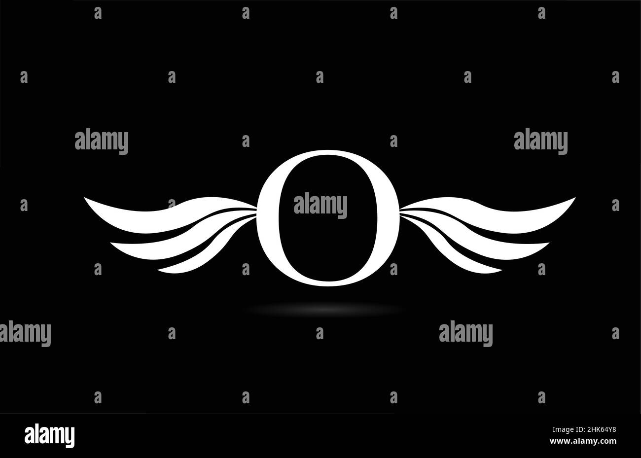 Black and white alphabet O letter logo icon with wings design. Creative ...