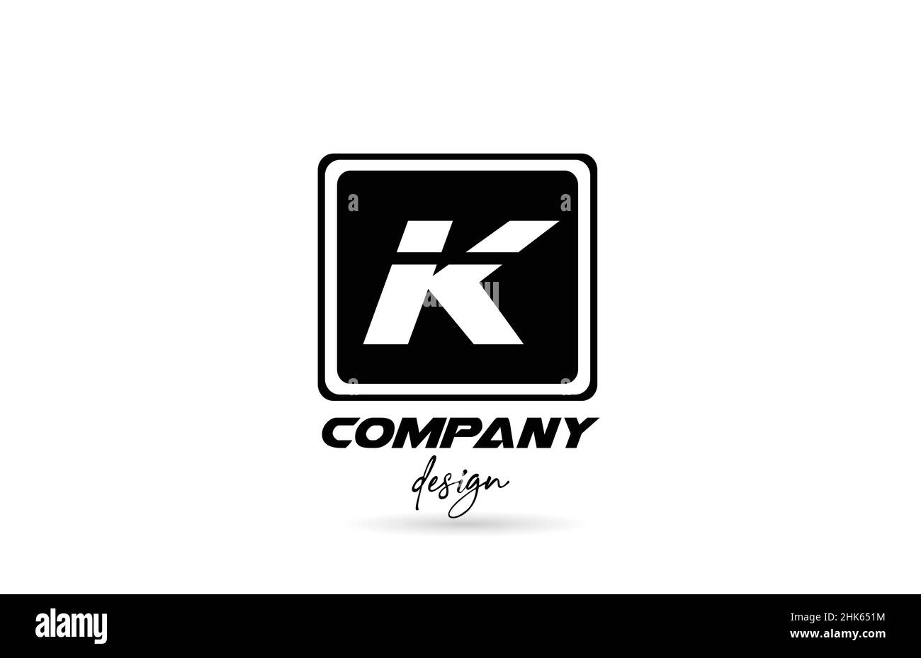 K alphabet letter logo icon with black and white design and square ...
