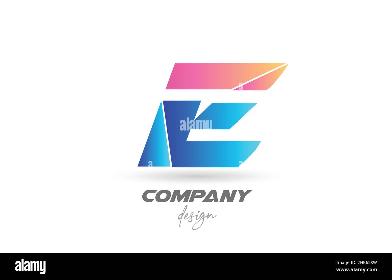 Colorful E alphabet letter logo icon with sliced design and blue pink ...