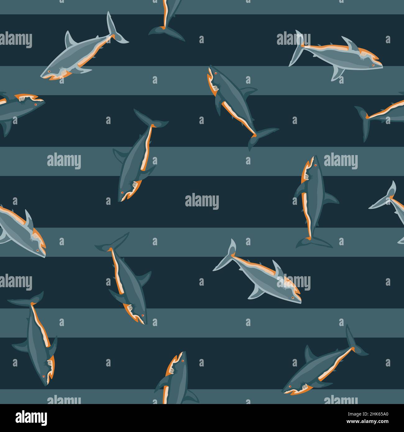 Seamless pattern shark on striped gray background. Texture of marine ...