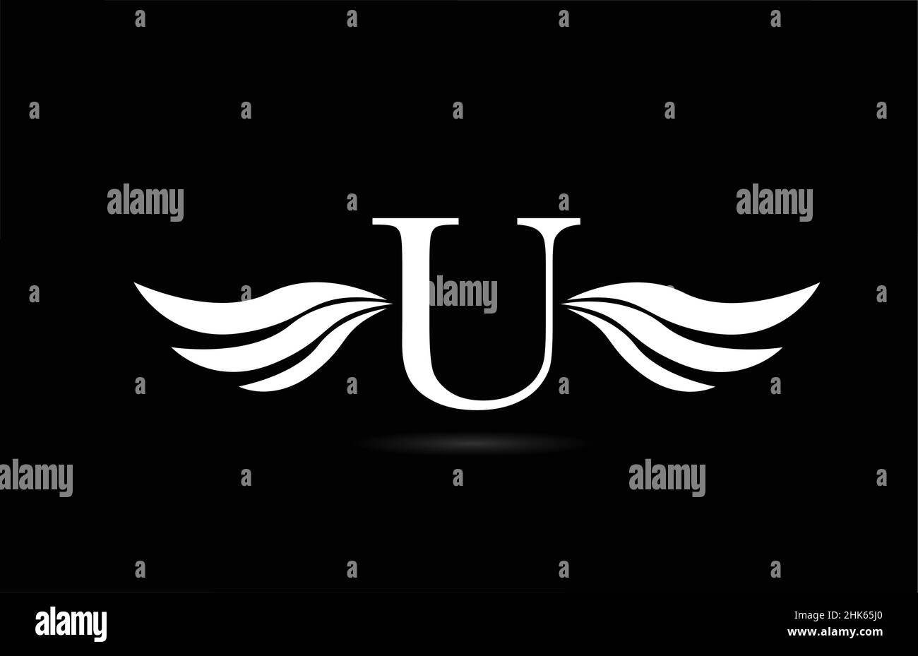 Black and white alphabet U letter logo icon with wings design. Creative ...