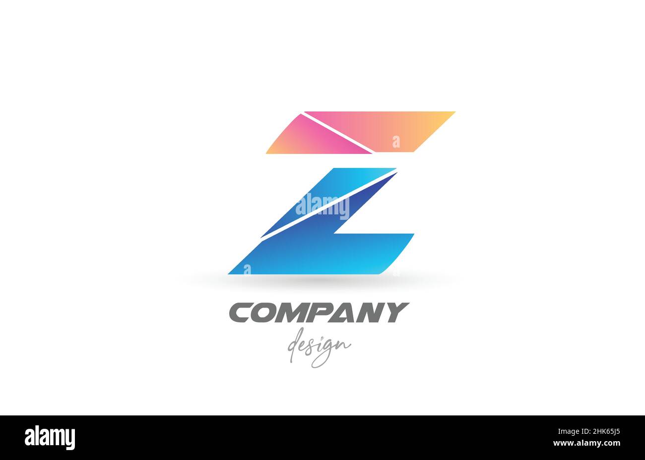 Colorful Z alphabet letter logo icon with sliced design and blue pink ...