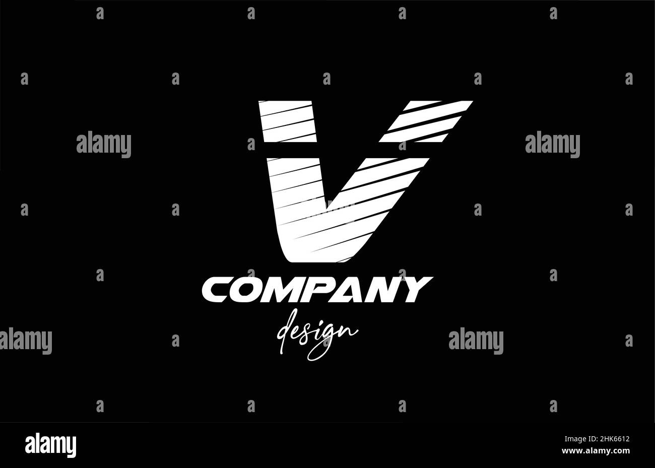 V alphabet letter logo icon design with black and white color. Creative ...