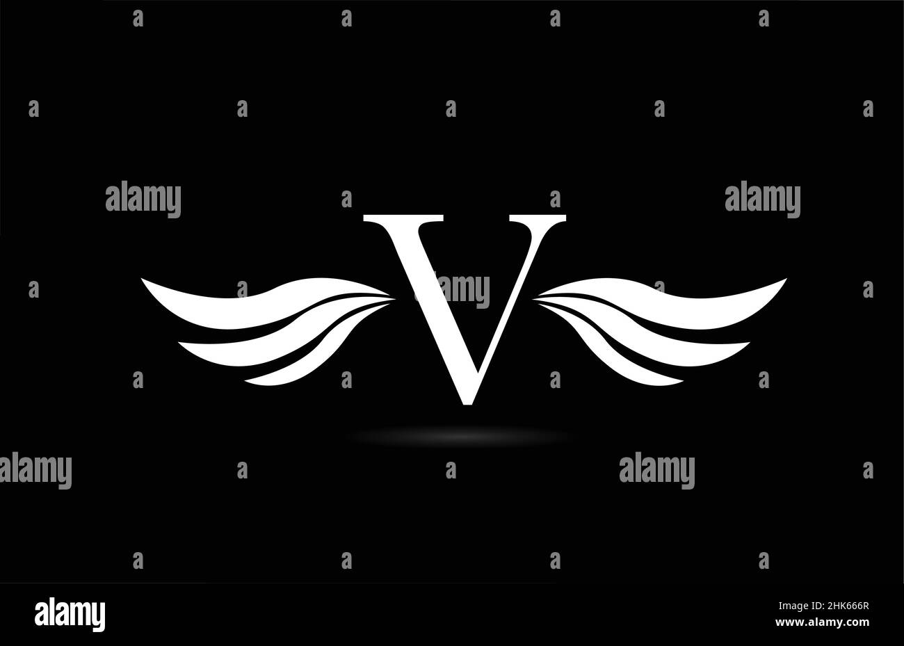Black and white alphabet V letter logo icon with wings design. Creative ...