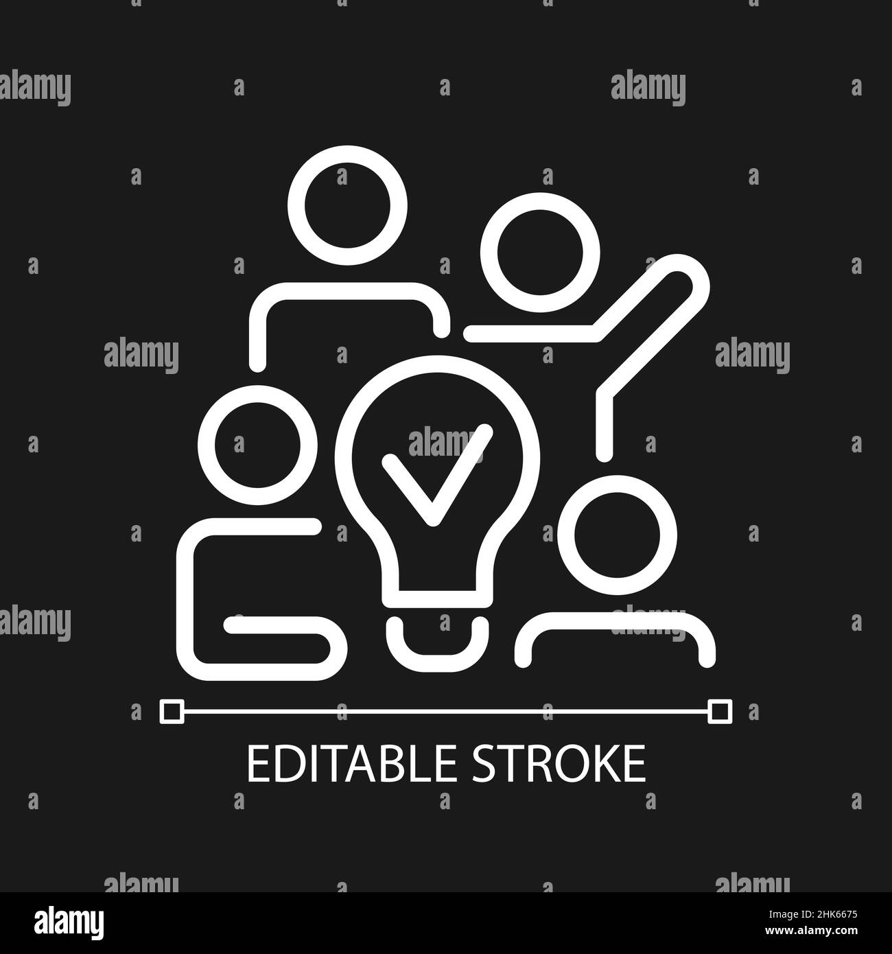 Team brainstorming pixel perfect white linear icon for dark theme Stock ...