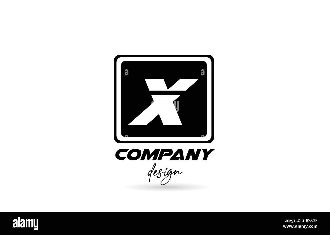 X alphabet letter logo icon with black and white design and square ...