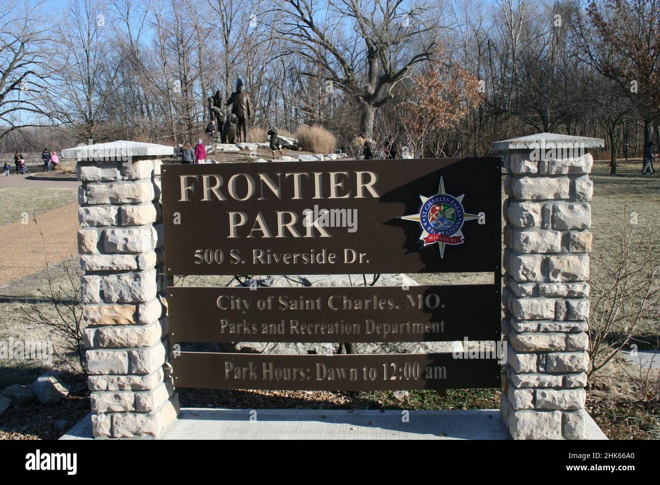 Frontier Park in St. Charles, Missouri, USA Lewis and Clark statue