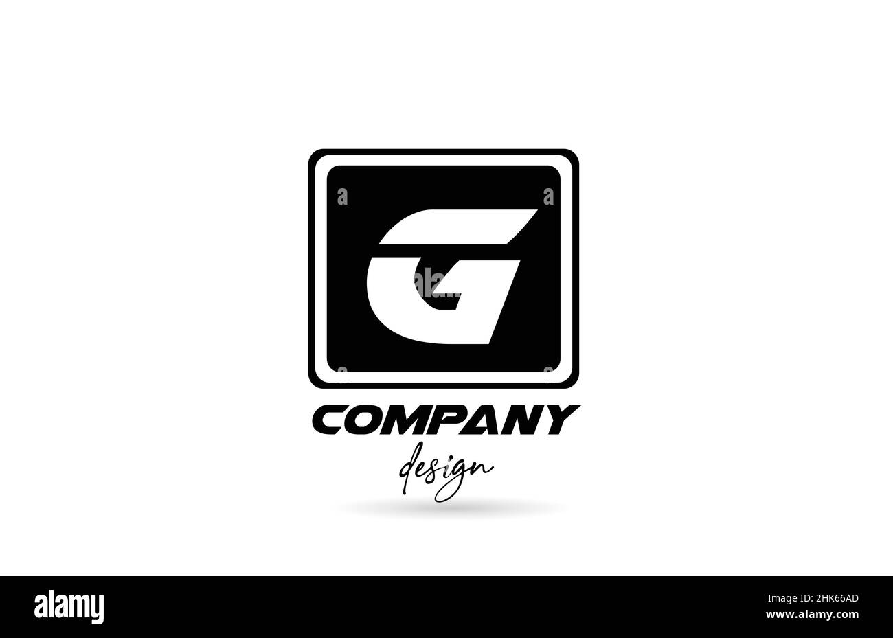 G alphabet letter logo icon with black and white design and square ...