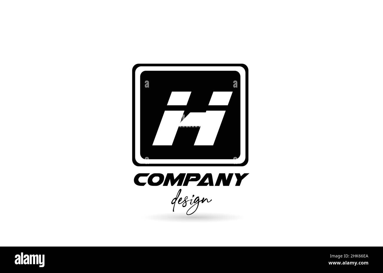 H alphabet letter logo icon with black and white design and square ...