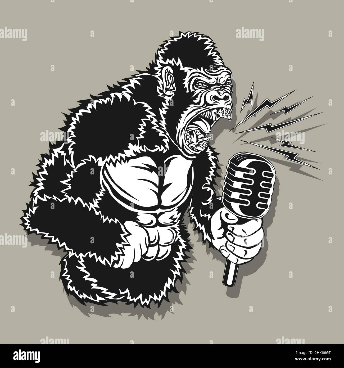 Podcast logo monkey microphone on isolated background vector image eps Stock Vector