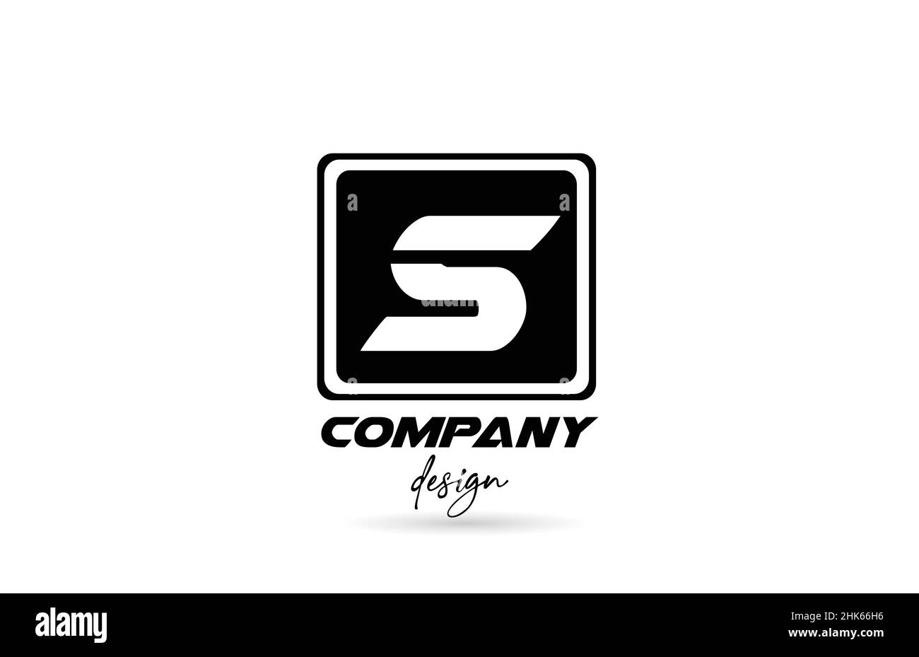S alphabet letter logo icon with black and white design and square ...