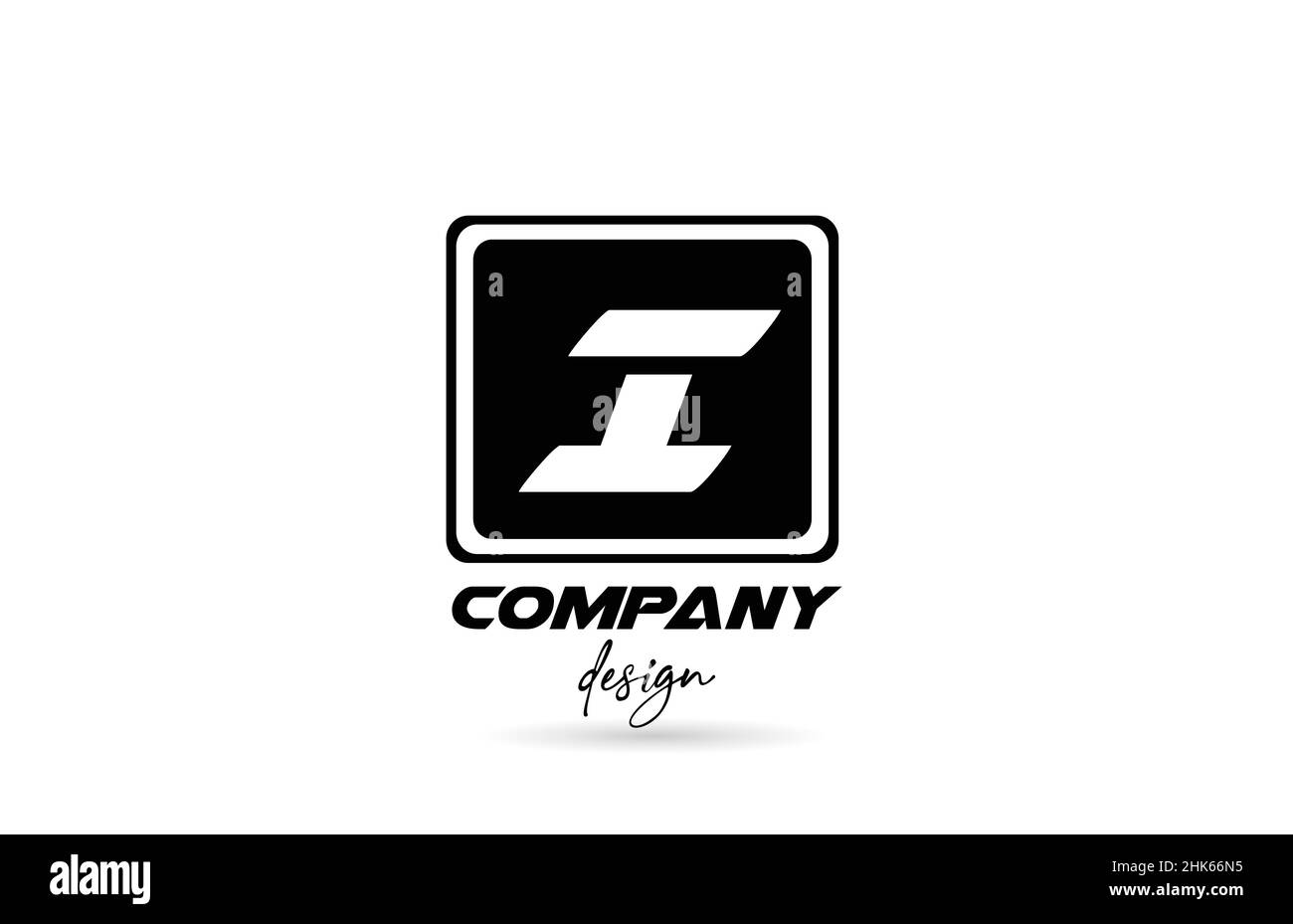 I alphabet letter logo icon with black and white design and square ...