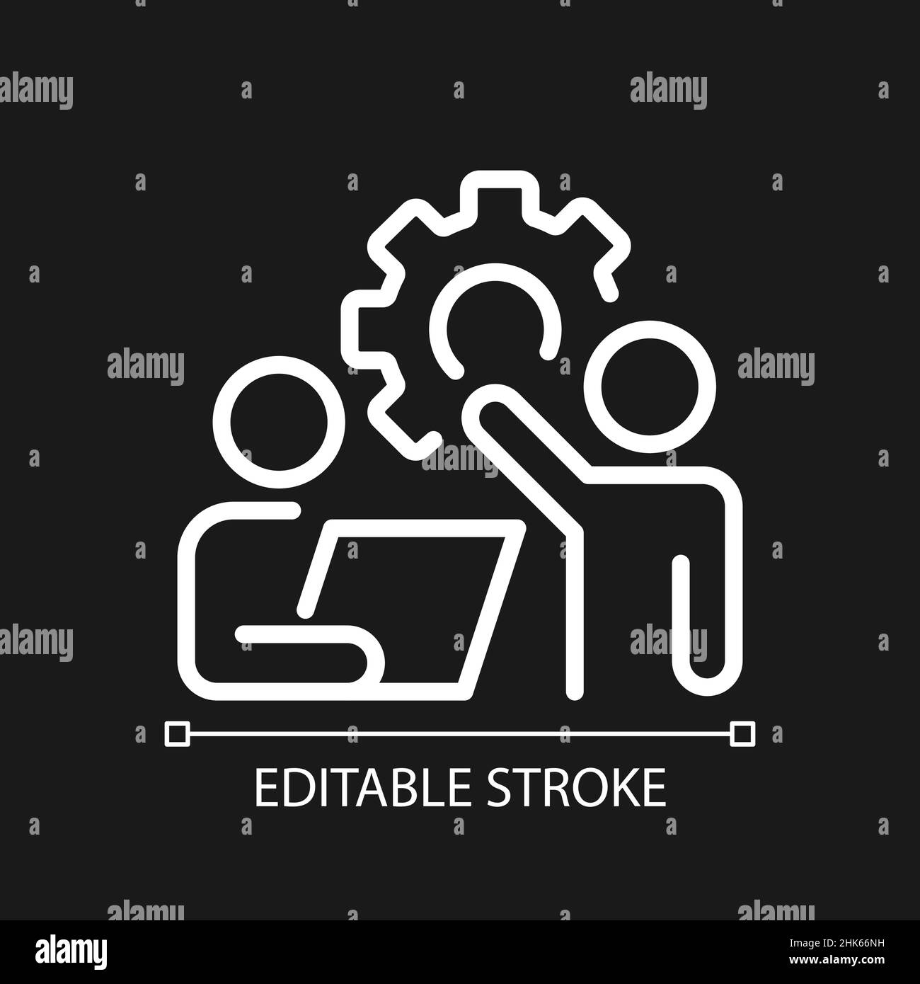 Collaboration pixel perfect white linear icon for dark theme Stock ...
