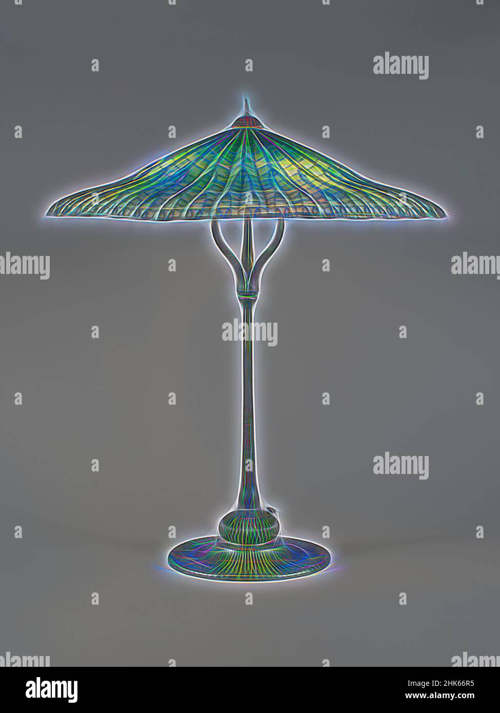 Inspired by Lotus, Pagoda Lamp, Louis Comfort Tiffany, American, 1848–1933, Tiffany Studios, Corona, New York, 1900–1938, c.1900–1905, Bronze and leaded Favrile glass, Made in Corona, New York, United States, North and Central America, Glassware, lighting, 31 1/2  in. x 26 1/8 in. (80 x 66.4 cm, Reimagined by Artotop. Classic art reinvented with a modern twist. Design of warm cheerful glowing of brightness and light ray radiance. Photography inspired by surrealism and futurism, embracing dynamic energy of modern technology, movement, speed and revolutionize culture Stock Photo