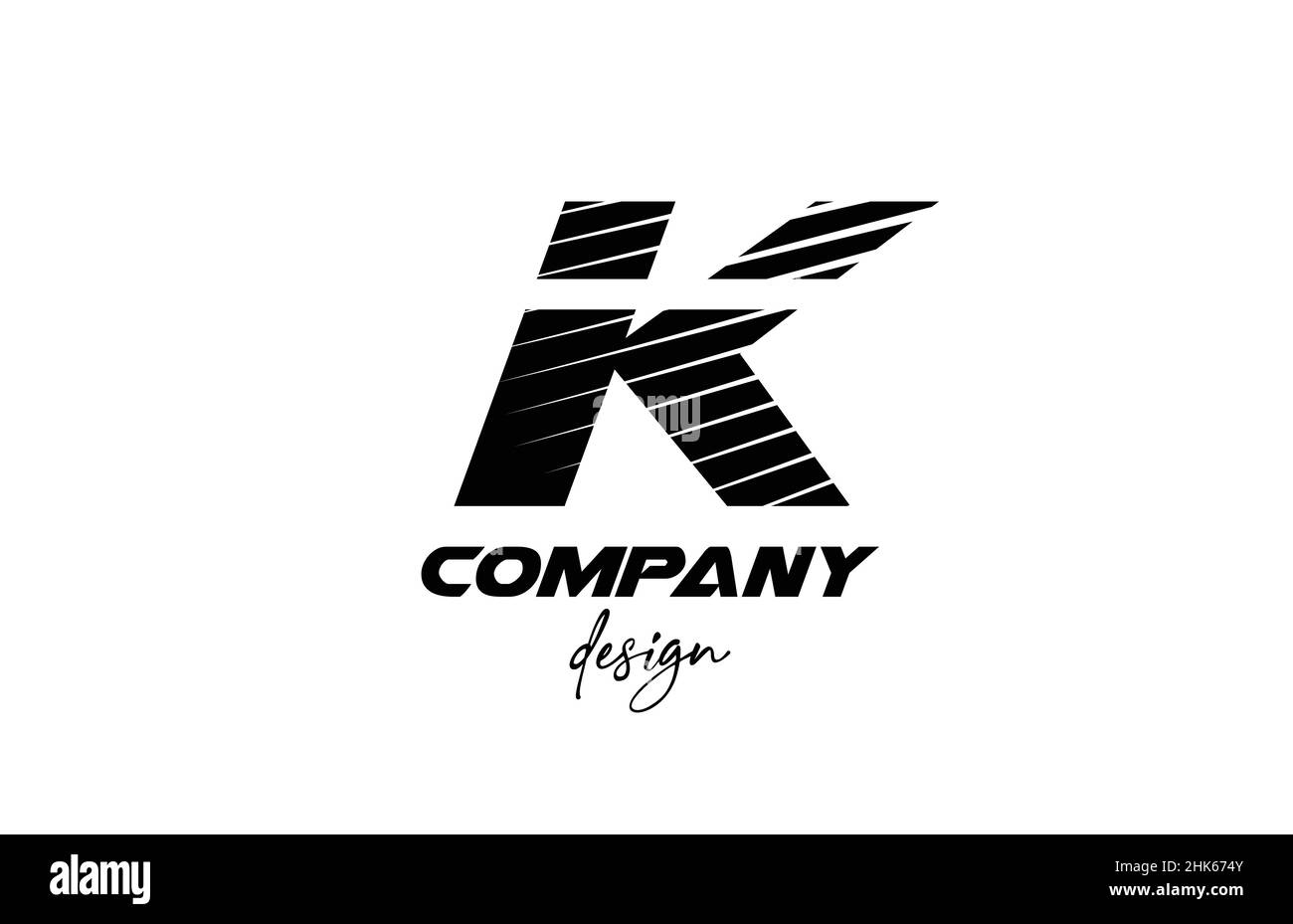 black and white K alphabet letter logo icon. Creative design for