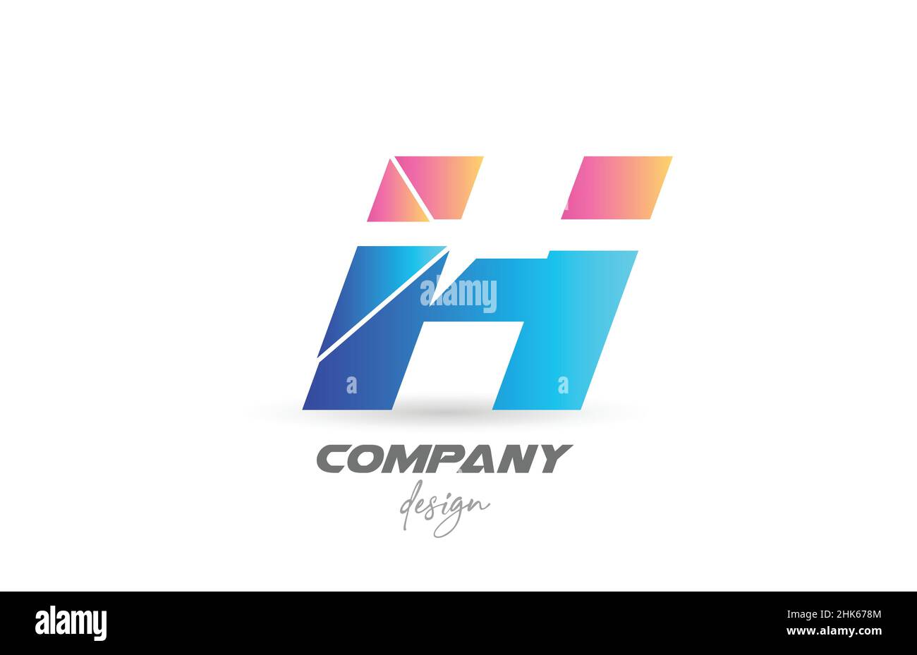 Colorful H alphabet letter logo icon with sliced design and blue pink ...